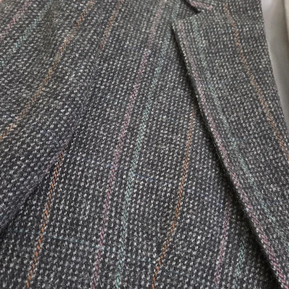 VTG 70s Centura The Broadway Wool Gray Houndstooth Blazer Sport Coat Jacket, 42R - Picture 5 of 16
